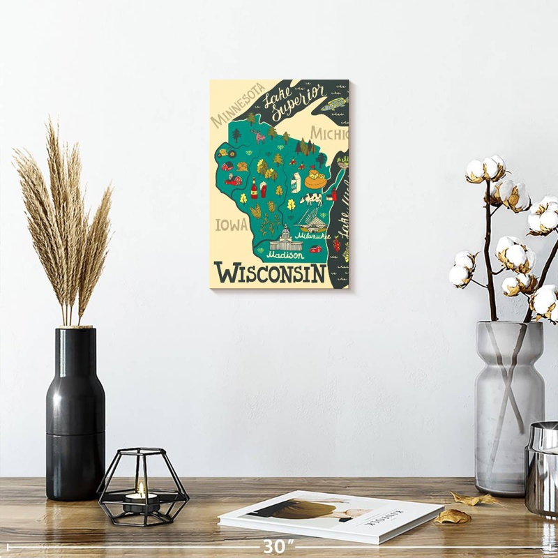 Carte de l'Aliaz, Wisconsin, H 12 po x l 8 po