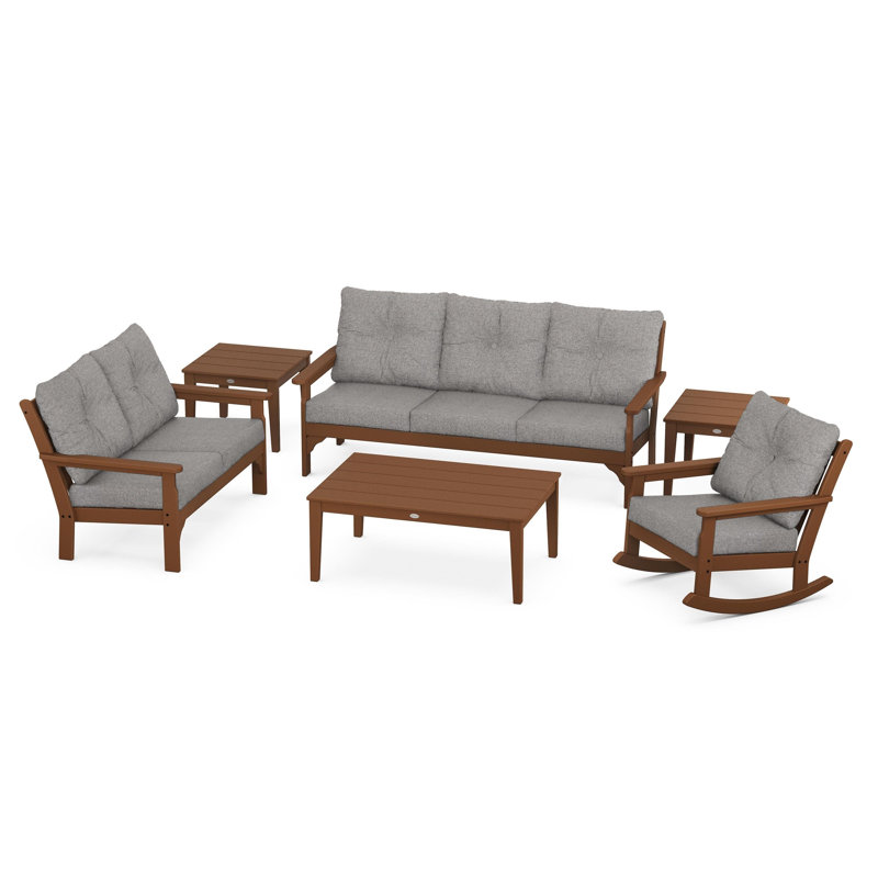 Vineyard 6-Piece Deep Seating Set, Grey Mist, Teak