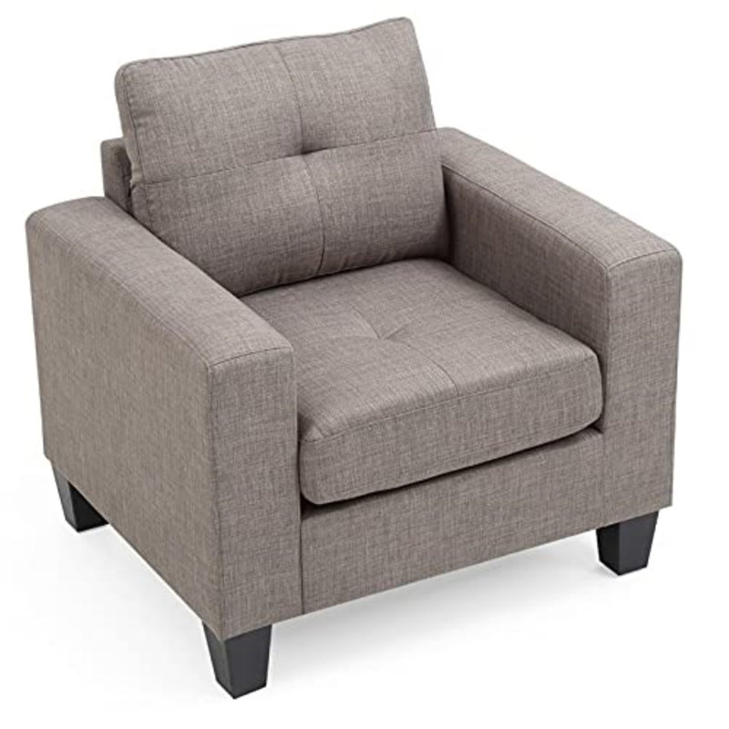 Vegas W Polyester Armchair, Modern Club Chair, Gray Cotton Twill