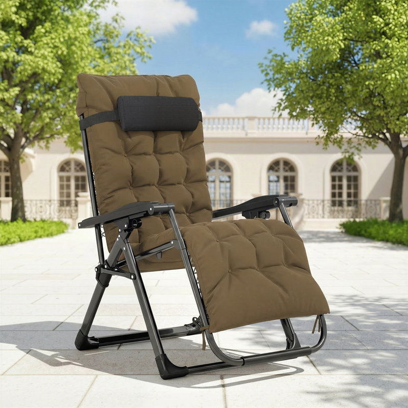 Chaise inclinable zéro gravité avec dossier réglable, kaki, Beige