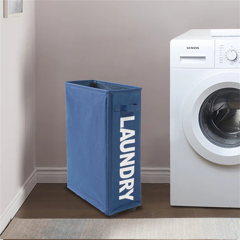Panier à linge pliable, Bleu / blanc