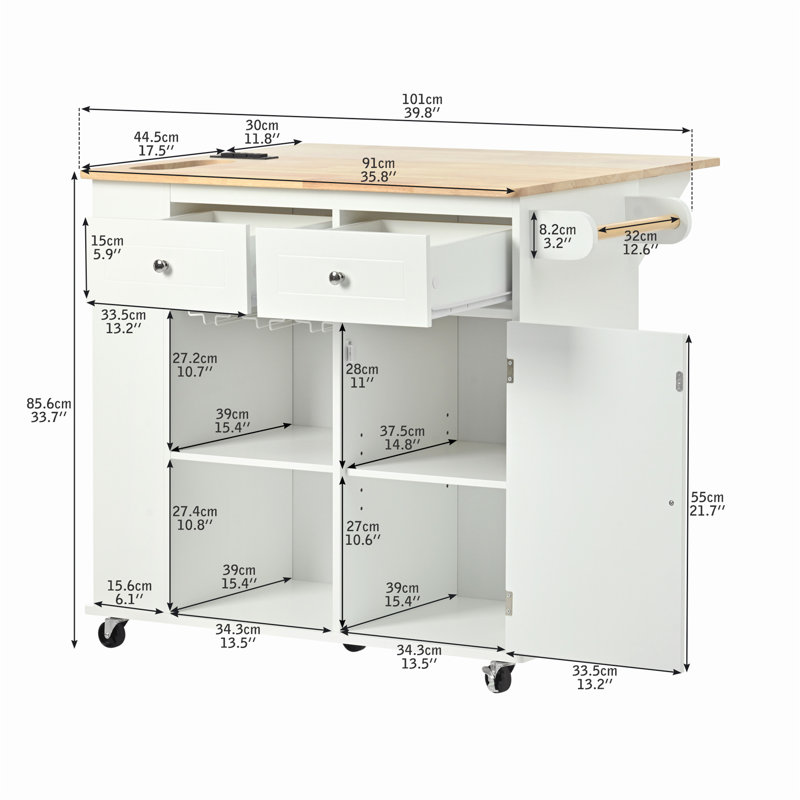Versatile Kitchen Island with Multiple Functionalities for Home and Dining, White