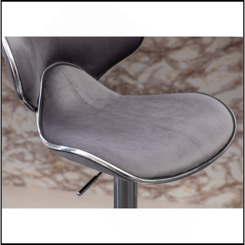 Élégant tabouret de bar rembourré en velours avec pivot et hauteur réglable, parfait pour n'importe quel bar ou comptoir de cuisine