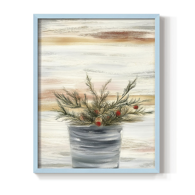 «Christmas Holiday Art DCCXLI», reproduction d'art encadrée - bois massif, Bleu, H 30 po x l 24 po