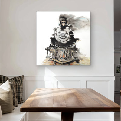 Vintage Train - Gray Transportation Metal Print for Home Decor