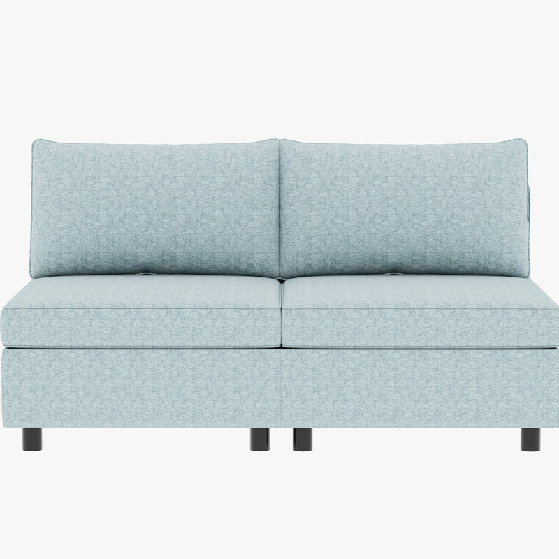Armless Seat For Modular Living Room , Convertible With Storage, 2Pcs Antique Blue Chenille Fabric Sectional, High Sponge And Spring Cushions Sleeper Sectional Storage Feature, 2 Couch, Comfortable