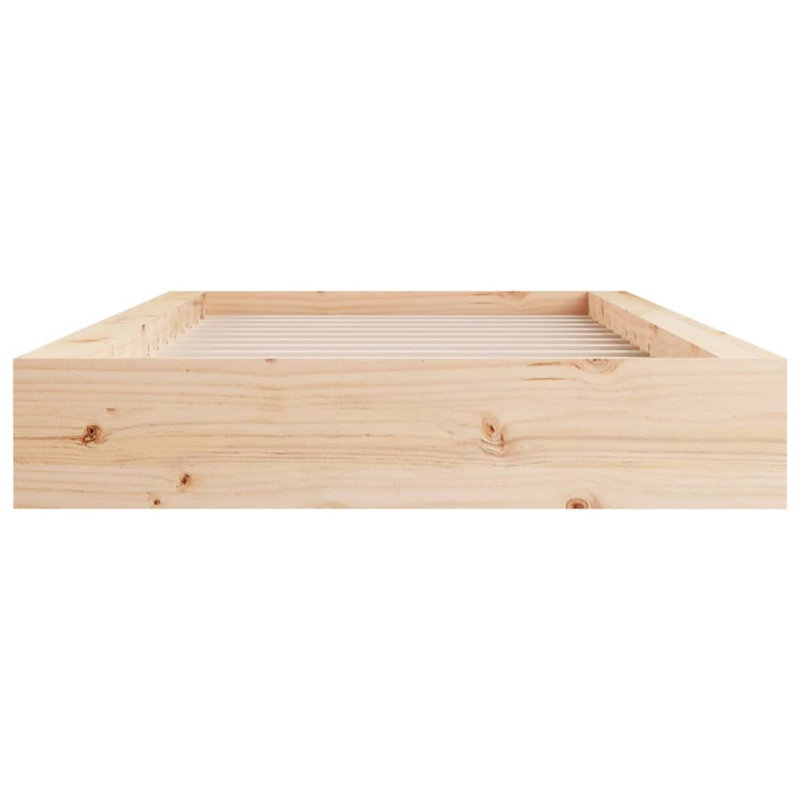 Bed Frame Solid Wood, European Single (90 x 200cm), Brown