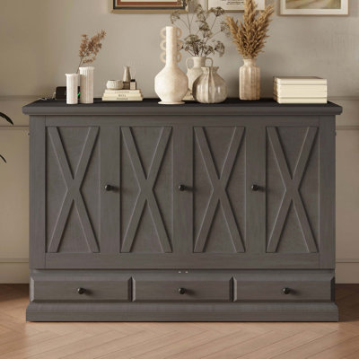 Commode de style ferme en pin style ferme avec station de charge USB et grand tiroir de rangement