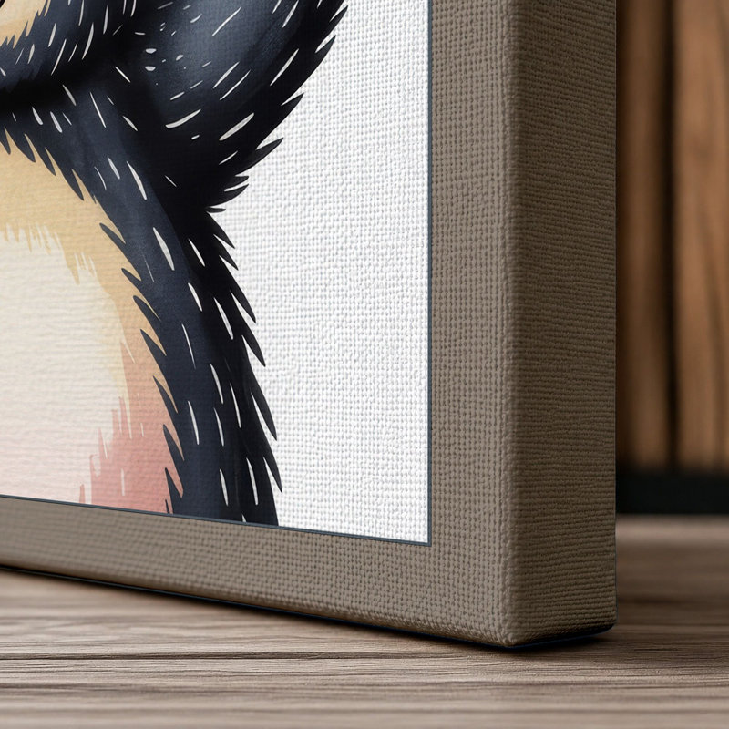 Bear In The Rain Boho - Print, 30x20 - 76.2 x 50.8 cm, Taupe Border