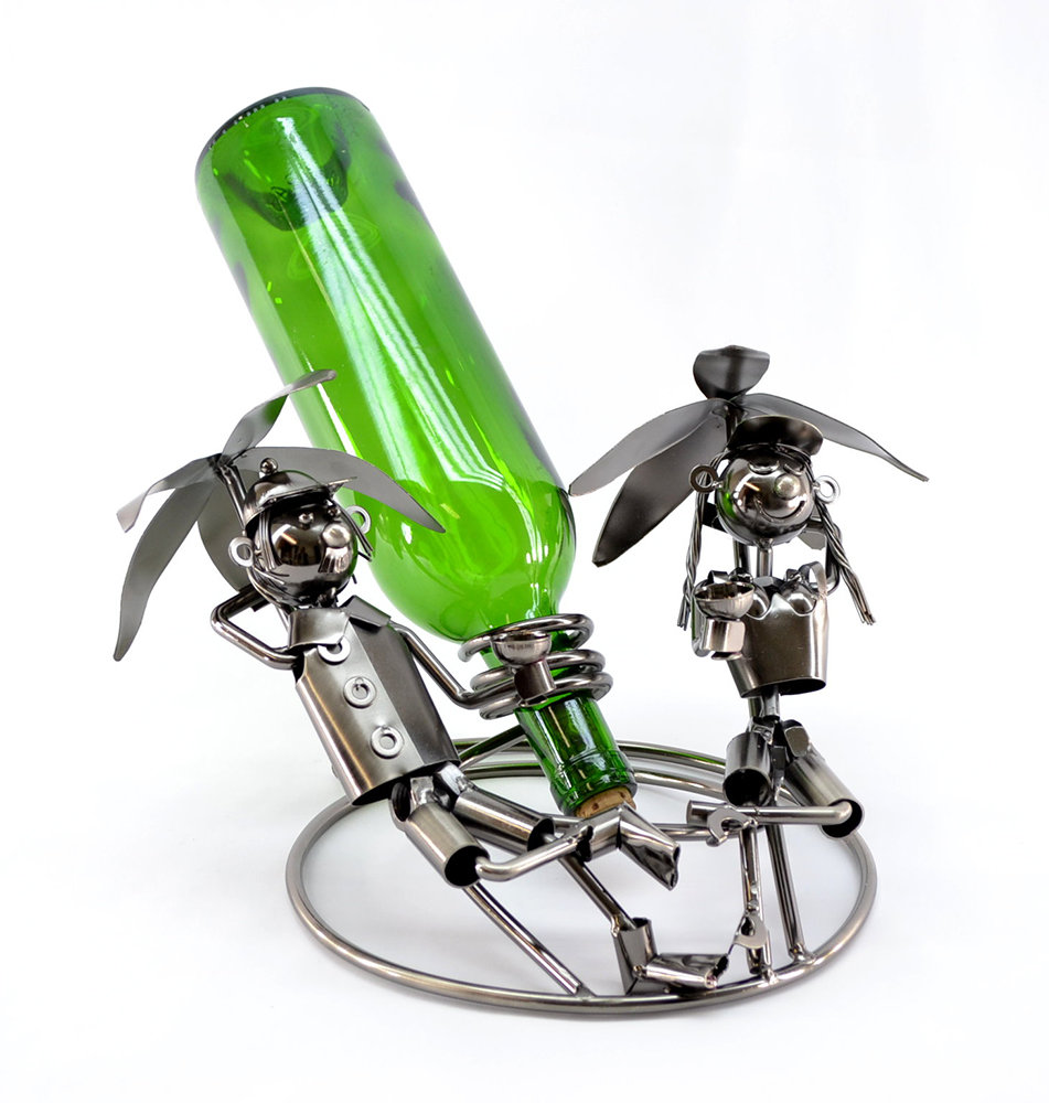 Couple at Beach 1 Bottle Tabletop Wine Bottle Rack Wine Bodies