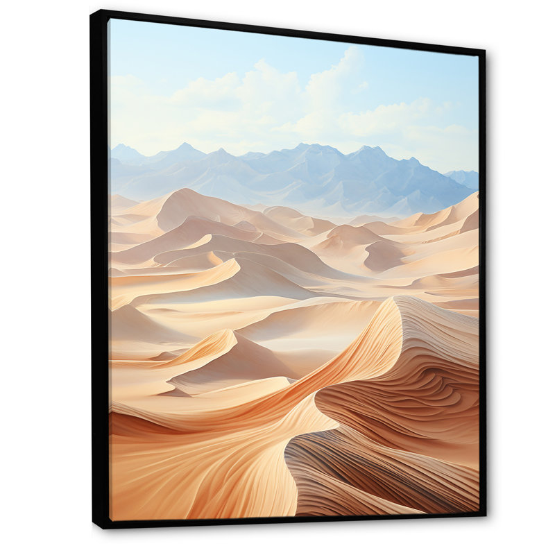 «Desert Dreams Minimalisme Embrace I», reproduction sur toile, Cadre flottant noir, H 32 po x l 24 po x P 1 po