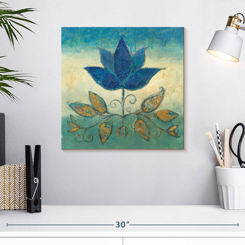 Harnek fleurs de Jaipur bleu, H 16 po x l 16 po