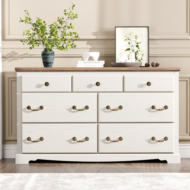  Commode 7 tiroirs Ingberg Farmhouse, Blanc