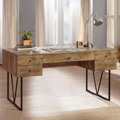 Rustic Nutmeg 4-Drawer Writing Desk