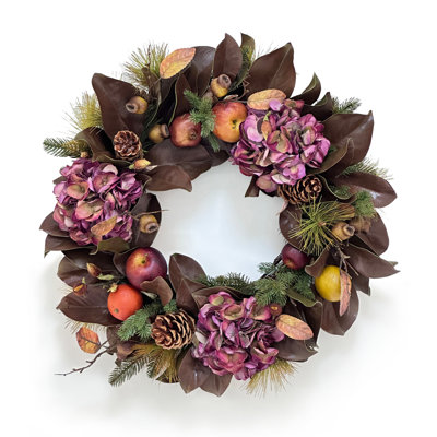 HYDRANGEA AND MAGNOLIA LEAF WREATH