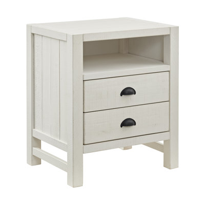 Arden 22" W Industrial Farmhouse Bohemian Style Rectangular Nightstand With 2 Drawers 1 Open Shelf by Alaterre