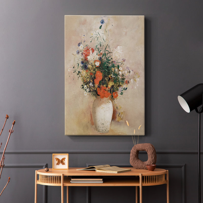Motif floral rétro CCGVVII - Cavas enveloppés de galerie, H 12 po x l 8 po