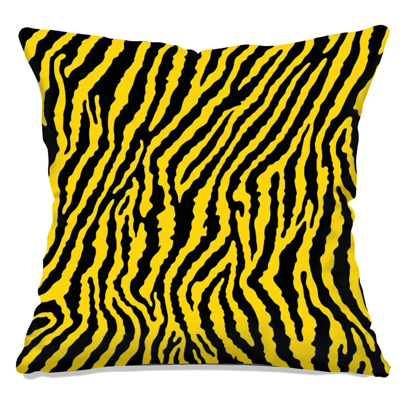 Coussins décoratifs Tiger, 18 x 18 inches, Dark Black Medium Yellow
