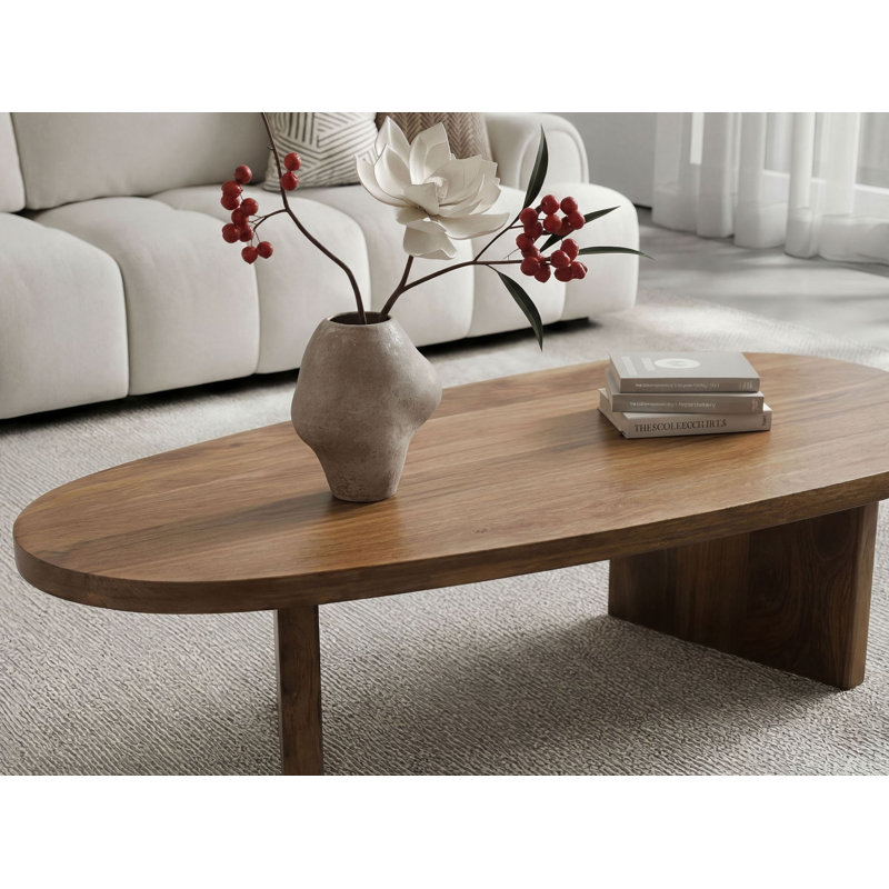 Oval Solid Mango Wood Coffee Table