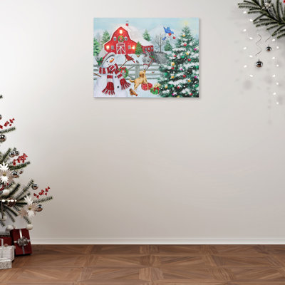 Décoration murale bonhomme de neige avec grange