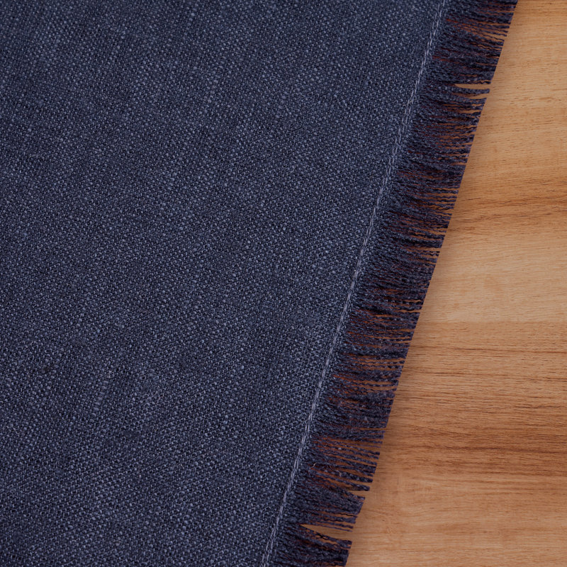 Fringe - 100% Pure Linen Table Throw, Navy