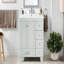 Ensemble de meuble-lavabo autoportant à simple cuve avec plateau en bois massif et d'ingénierie-118401257