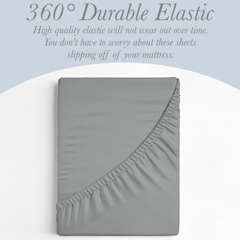 6 Piece Ultra Soft Double Brushed Microfiber Sheet Set, Cooling Sheets with Extra Deep Pockets - Machine Washable, Gray