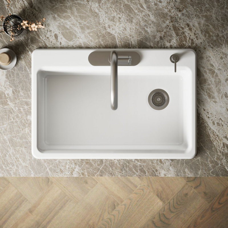 Riverby™ Single-Bowl Top-Mount Kitchen Snk with Accessories, 1 hole, Biscuit
