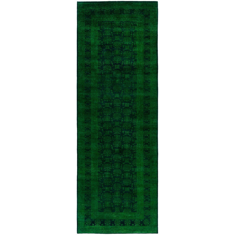 Overdyed One-of-a-Kind 4' 1" X 12' 1" Hand Knotted Area Rug