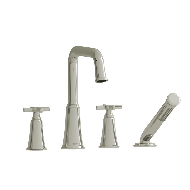 Robinet de baignoire à 4 trous avec bec en U Momenti, Nickel poli