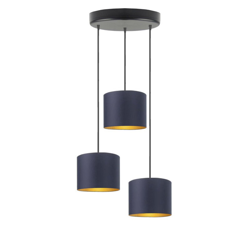 Ilana 3 - Light Drum Pendant, Black, Navy