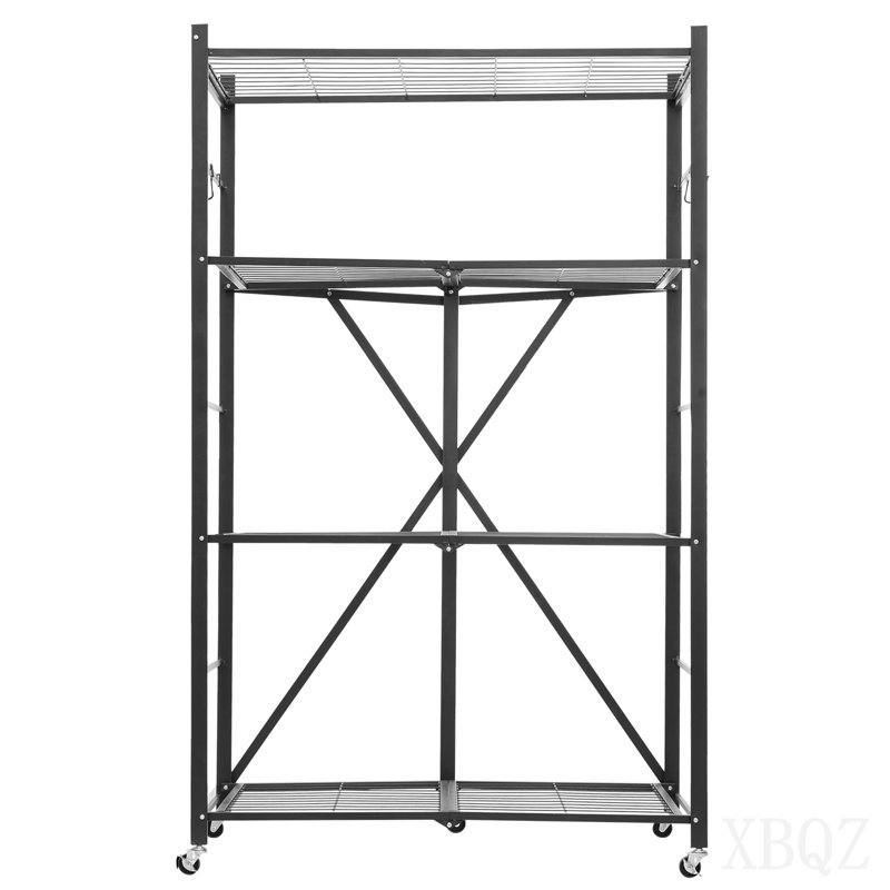 Tablette de rangement pliante avec roulettes, 5.24" H x 61.57" W x 22.4" D, Black