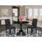 3 Piece Modern Dining Table Set Contains a Round Wooden Table with Dropleaf and 2 Black Color Linen Fabric Upholstered Chairs, Wire brushed Black-155862190-155773783-155773768