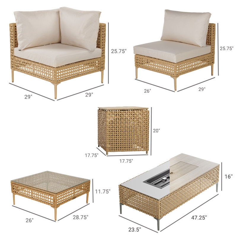 Mcbain 12-Piece Outdoor Furniture Seating Group For 9 Person With Fire Pit And Side Table Set