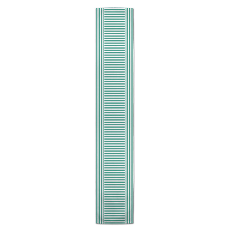 Chemin de table Doster, Bleu sarcelle, 72 po x 16 po, Rayé 2