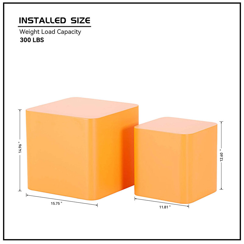 Table basse gigogne Josslyn, H 14,96 po x L 15,75 po x l 15,75 po, Orange