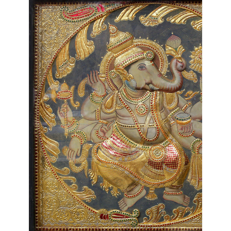 Danse Ganesha | Couleurs traditionnelles avec or 24 carats