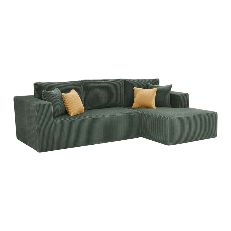 Canapé modulaire entièrement rembourré en velours côtelé - Aucun assemblage requis