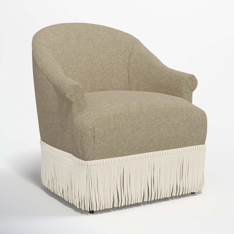 Fauteuil à oreilles Callie, Lin texturé naturel Zuma, Ivoire