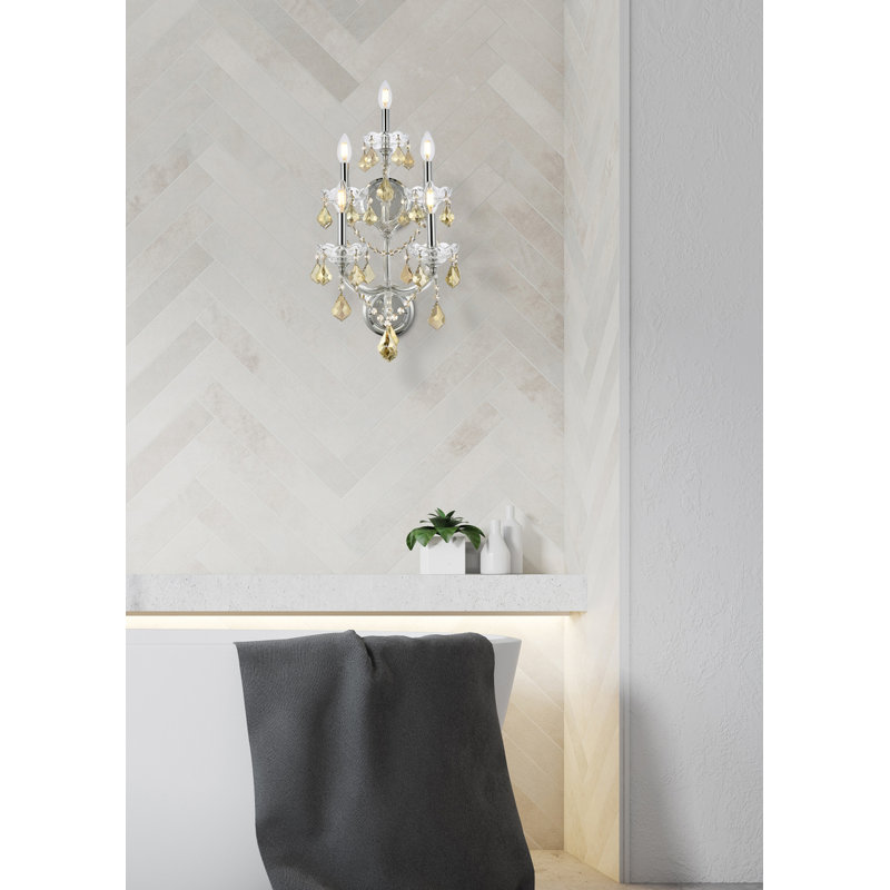 Stockard Wall Sconce, Chrome, Royal Cut, Golden Teak Smoky
