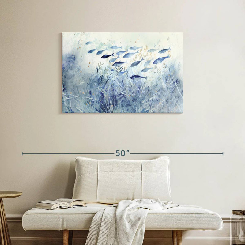 Blue School Of Fish, 24" H x 36" W