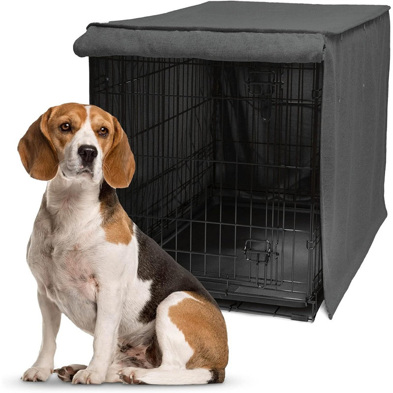 Dog Cage Cover With Roller Shades – Machine Washable – Trucker Black