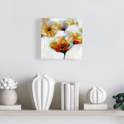 Fleurs tachetées de couleur | Toile florale orange pour la décoration intérieure