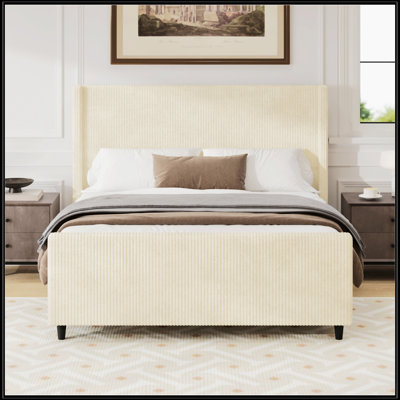 50.7'' High Headboard Corduroy Upholstered Bed