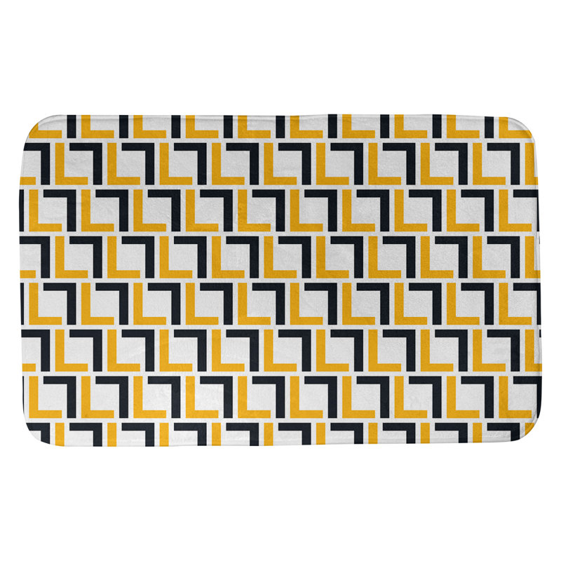 Tapis pour salle de bain Baltimore, l 17 po x L 24 po, Blanc / Doré / Noir