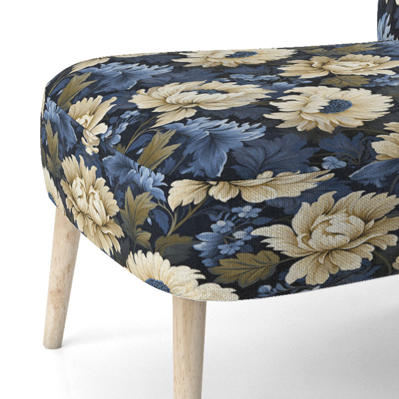 Chaise d'appoint rembourrée bohémienne et éclectique Beige et bleu