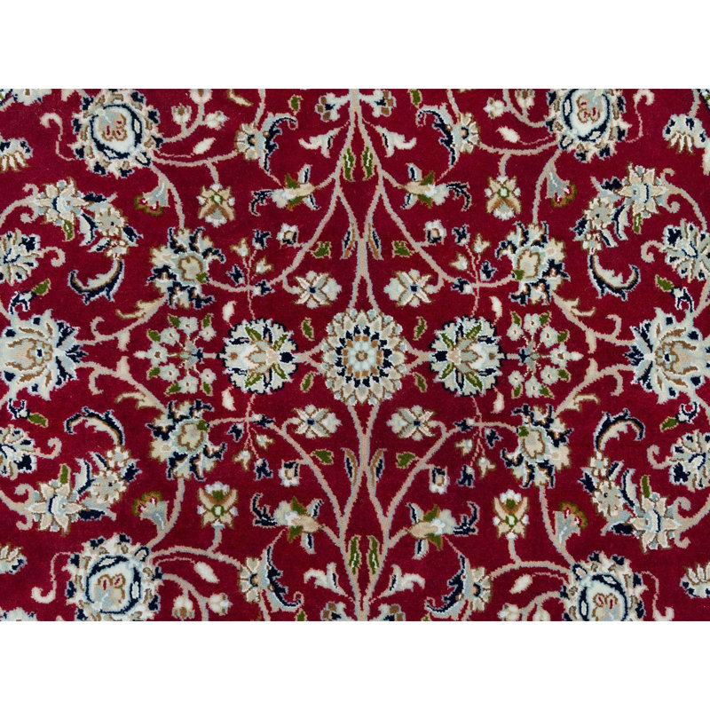Tapis rond en laine douce noué à la main 250 KPSI rouge 4 pi 10 po x 4 pi 10 po E31AA6D9D91C4782BF61FB5D64025D08
