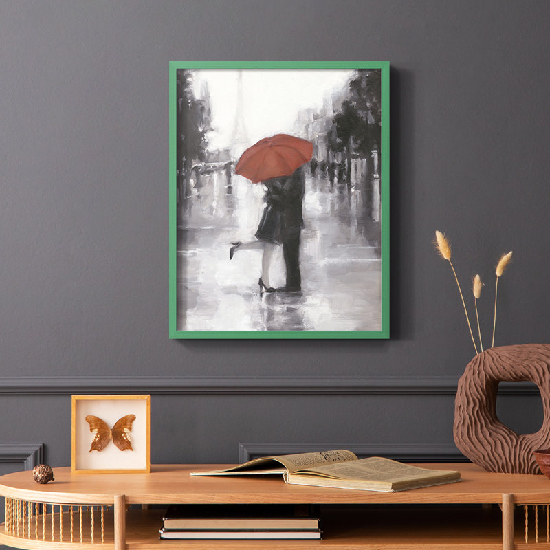 «Caught in the Rain», reproduction encadrée - bois massif, Vert, H 10 po x l 8 po