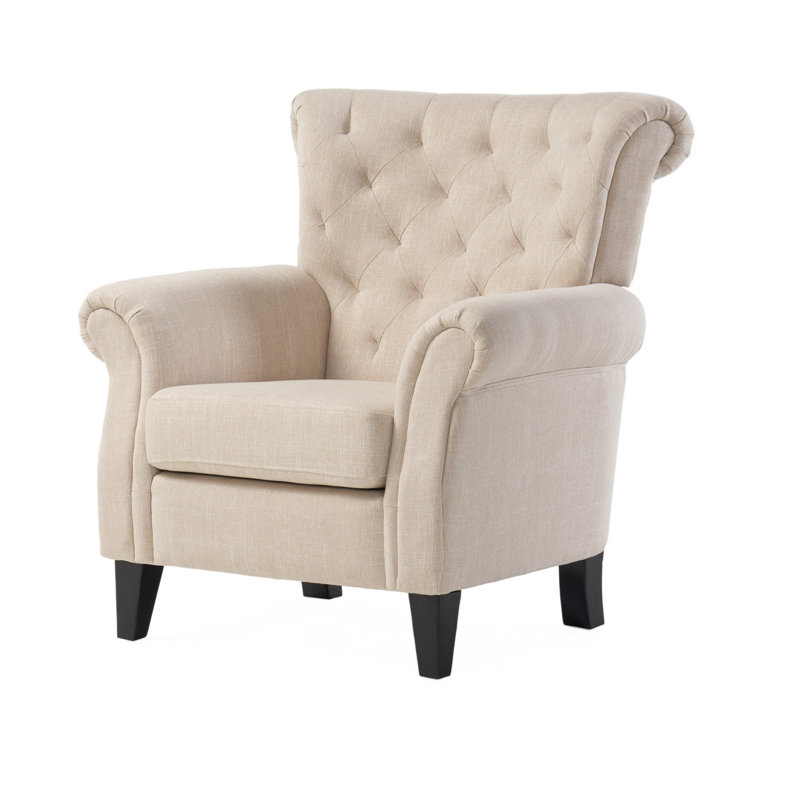 Losoto 36" W Tufted Armchair , Light Beige Fabric