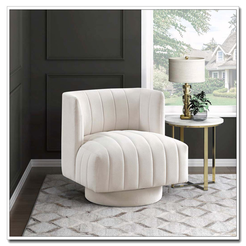 Chaise d'appoint pivotante rembourrée, Beige